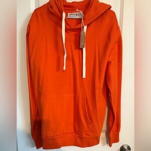 Kangol Orange Hooded Sweatshirt with White Drawstrings NWT L